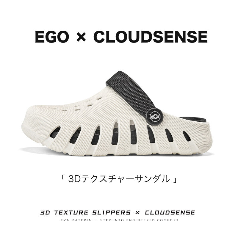 3Dパターンの穴あきサンダル、カップル用夏用サンダル、外履き用滑り止め耐摩耗性トゥキャップ付きビーチサンダル