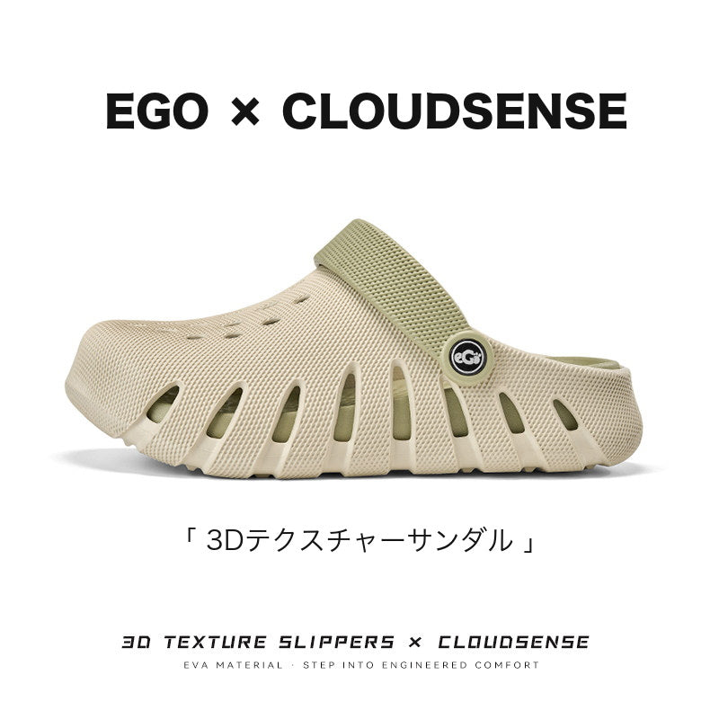 3Dパターンの穴あきサンダル、カップル用夏用サンダル、外履き用滑り止め耐摩耗性トゥキャップ付きビーチサンダル