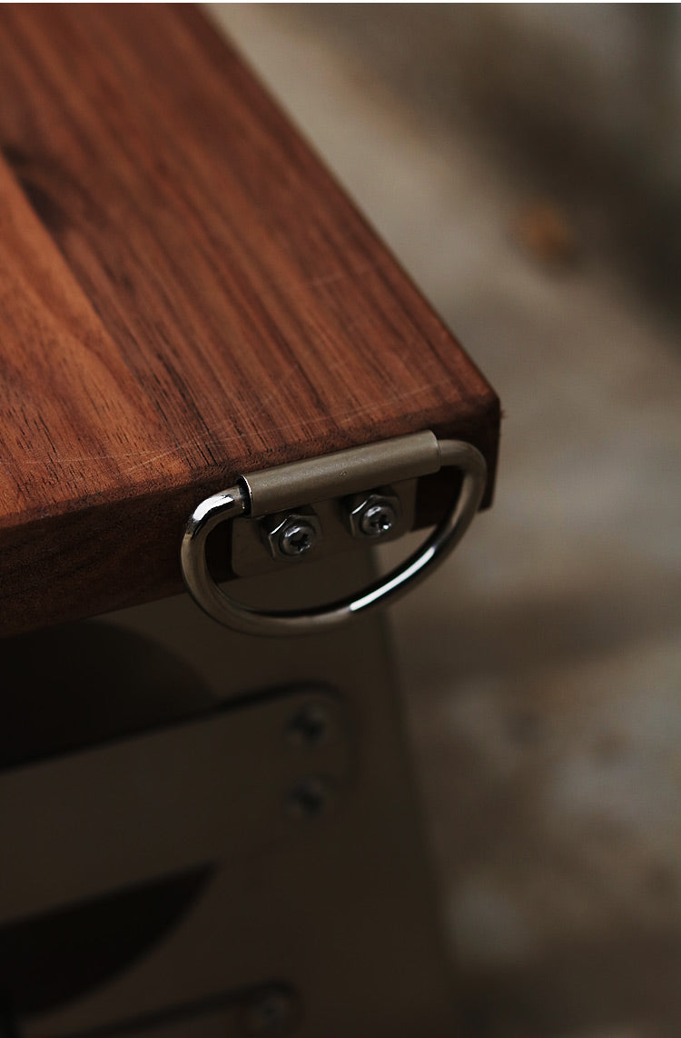 FOCUS UNCLE・レトロハンドメイド:木製&ステンレス製アウトドアキャンプスツール