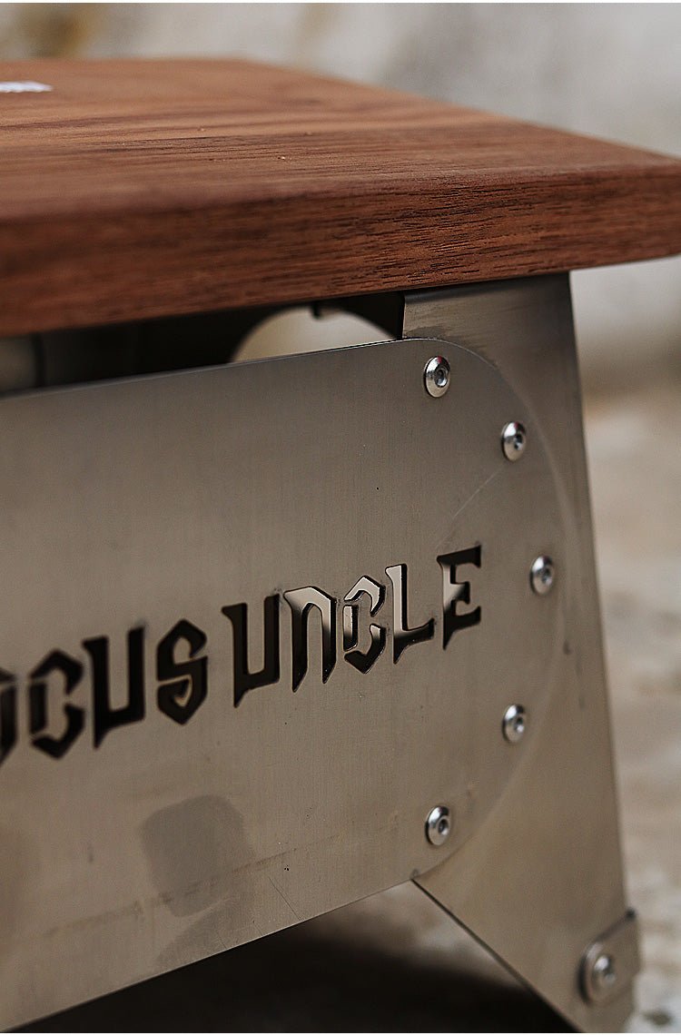 FOCUS UNCLE・レトロハンドメイド:木製&ステンレス製アウトドアキャンプスツール - CALAFO