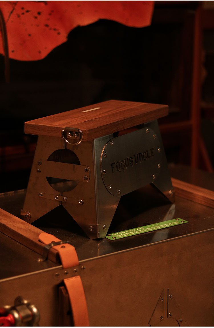 FOCUS UNCLE・レトロハンドメイド:木製&ステンレス製アウトドアキャンプスツール - CALAFO