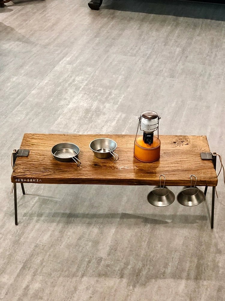 FOCUS UNCLEクルミ木製レトロな折りたたみ式アウトドアキャンプテーブル「SOLO」 - CALAFO