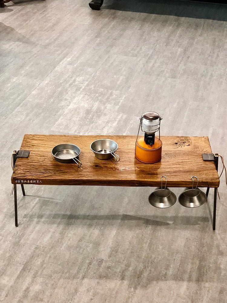 FOCUS UNCLEクルミ木製レトロな折りたたみ式アウトドアキャンプテーブル「SOLO」 - CALAFO