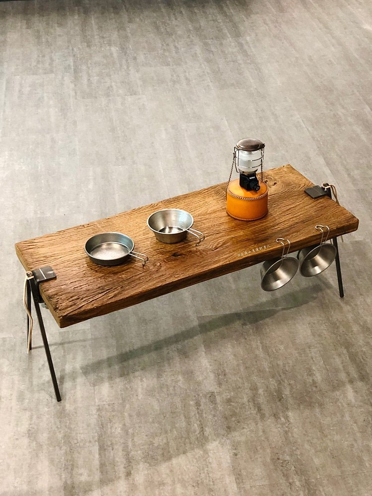 FOCUS UNCLEクルミ木製レトロな折りたたみ式アウトドアキャンプテーブル「SOLO」 - CALAFO