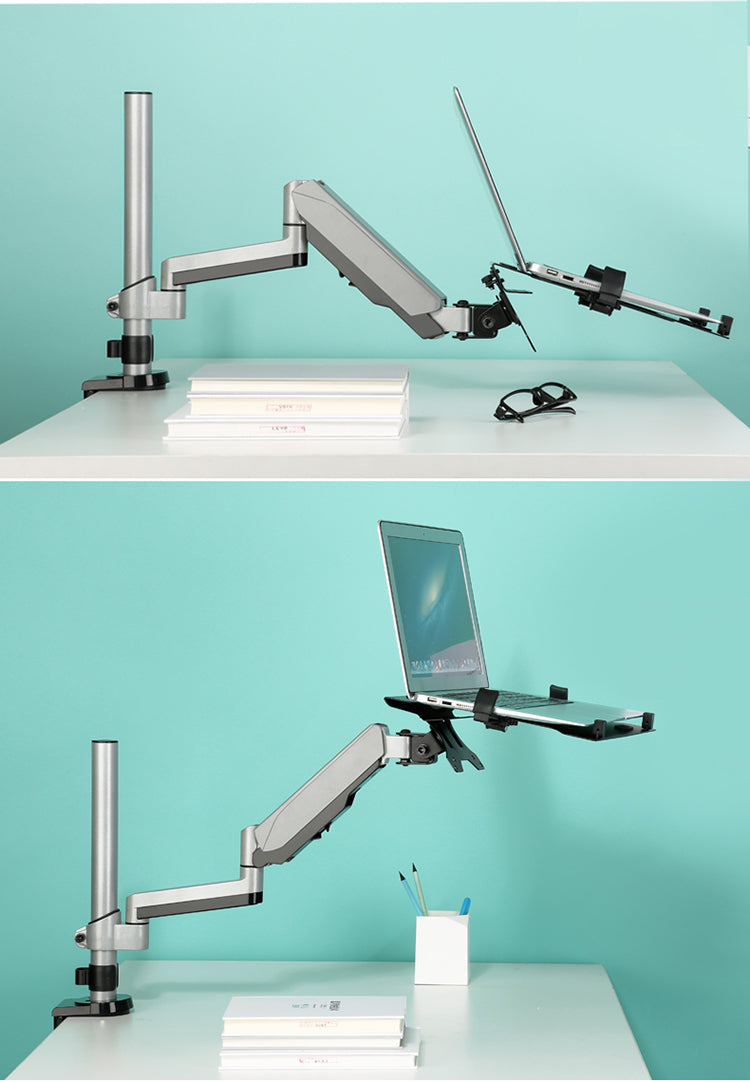 人間工学に基づいたデザインの多関節ノートパソコンアームで快適さと生産性をアップ!