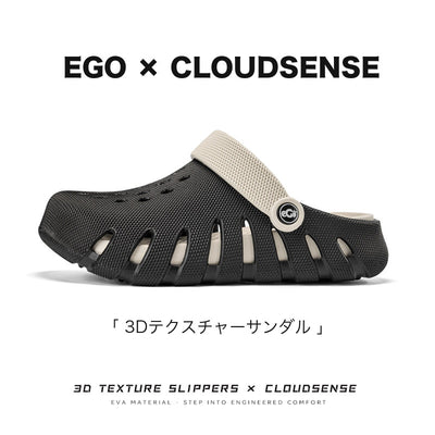 3Dパターンの穴あきサンダル、カップル用夏用サンダル、外履き用滑り止め耐摩耗性トゥキャップ付きビーチサンダル