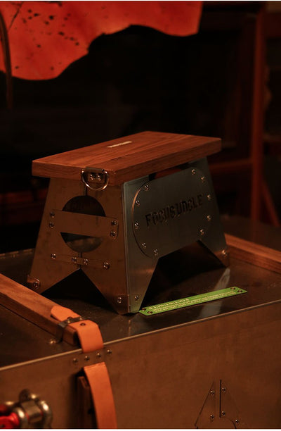 FOCUS UNCLE・レトロハンドメイド：木製＆ステンレス製アウトドアキャンプスツール - CALAFO