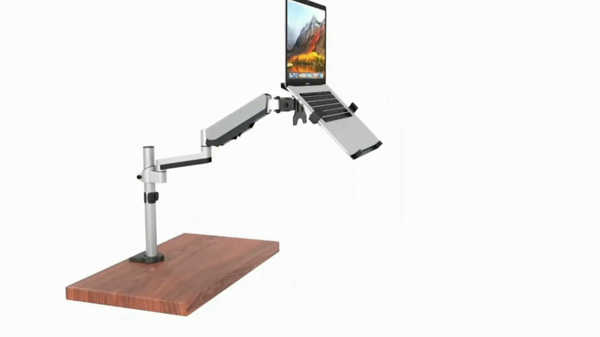 Increase comfort and productivity with this ergonomically designed articulating laptop arm!