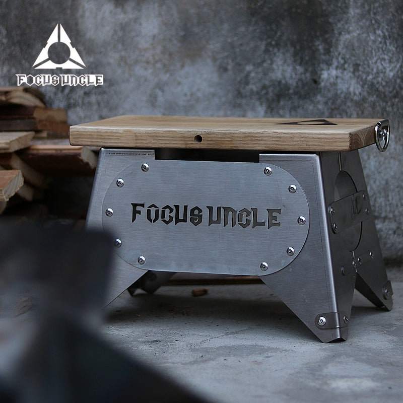 FOCUS UNCLE・レトロハンドメイド：木製＆ステンレス製アウトドアキャンプスツール